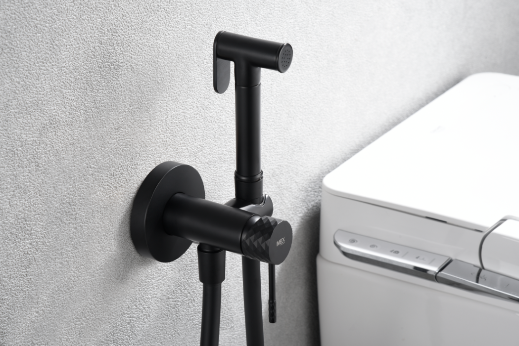 Гигиенический душ со смесителем и скрытой частью imex genova rdg053/ng black gun metal pvd