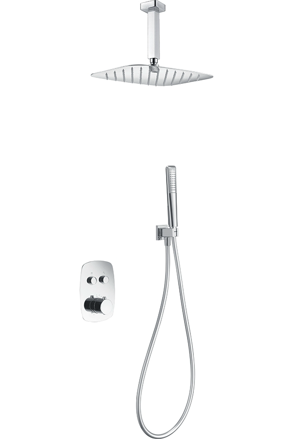 Смеситель для душа термостатический скрытого монтажа готовый комплект 20х30см imex feroe gpf036 chrome