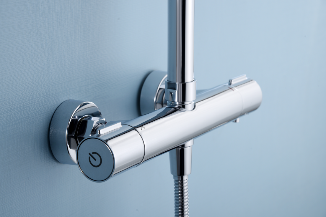 Смеситель для душа термостатический настенный с душевым набором imex kent btk017-eco chrome