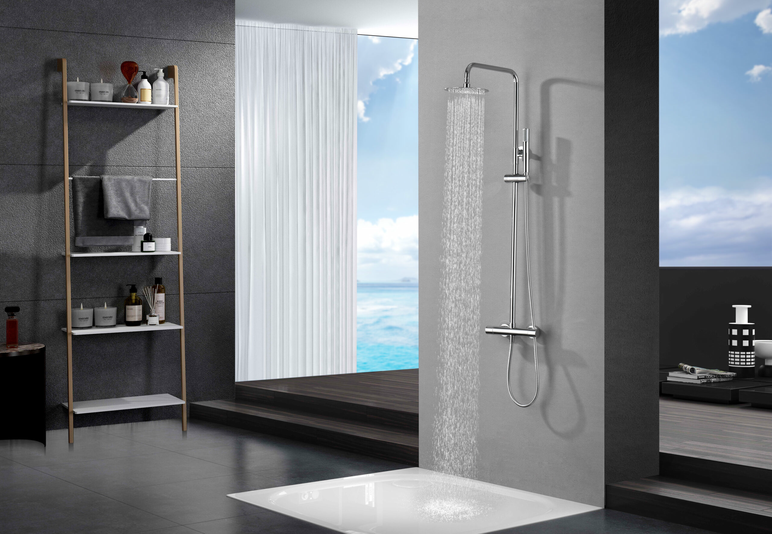 Душевая система термостатическая с верхним душем и лейкой imex monza btm039 chrome