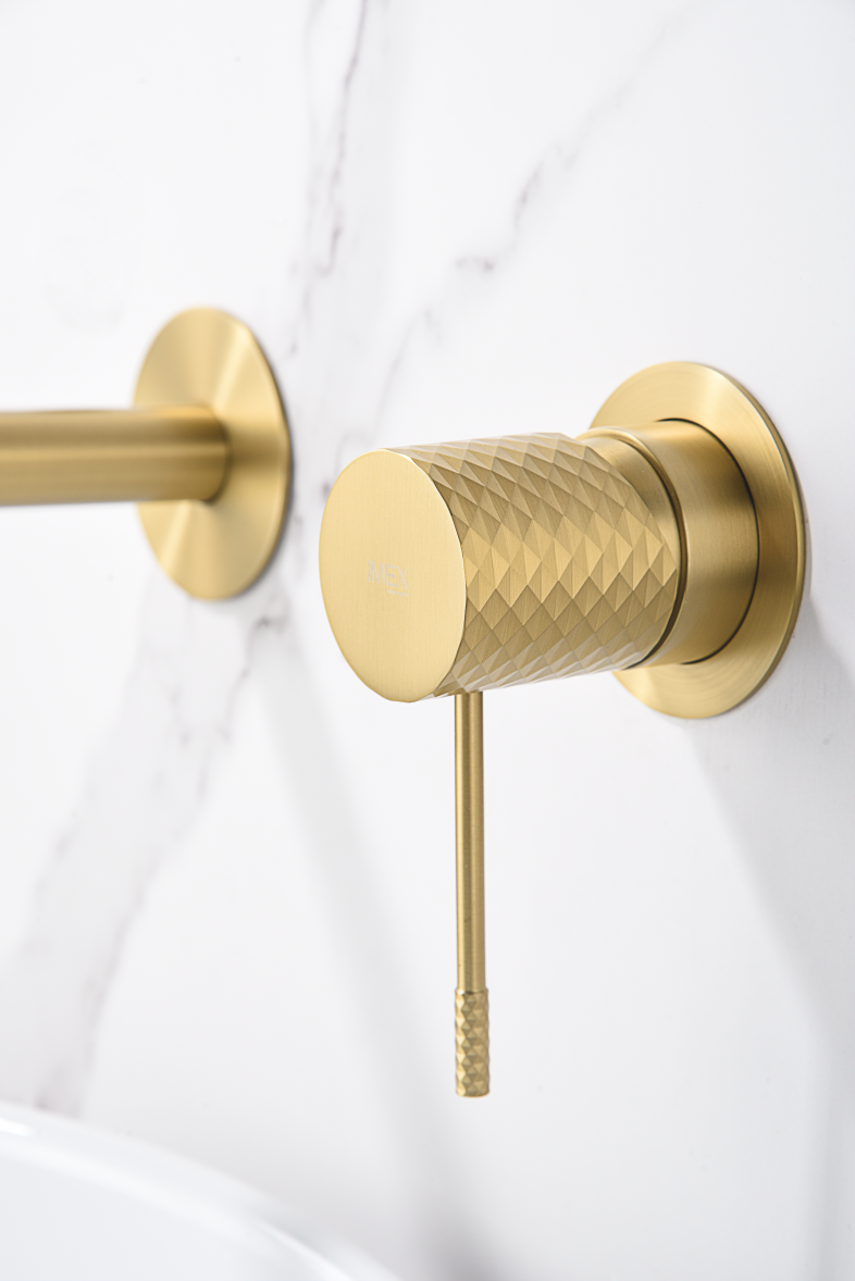 Смеситель для раковины настенный скрытая часть в комплекте imex genova glg053/oc brushed gold pvd