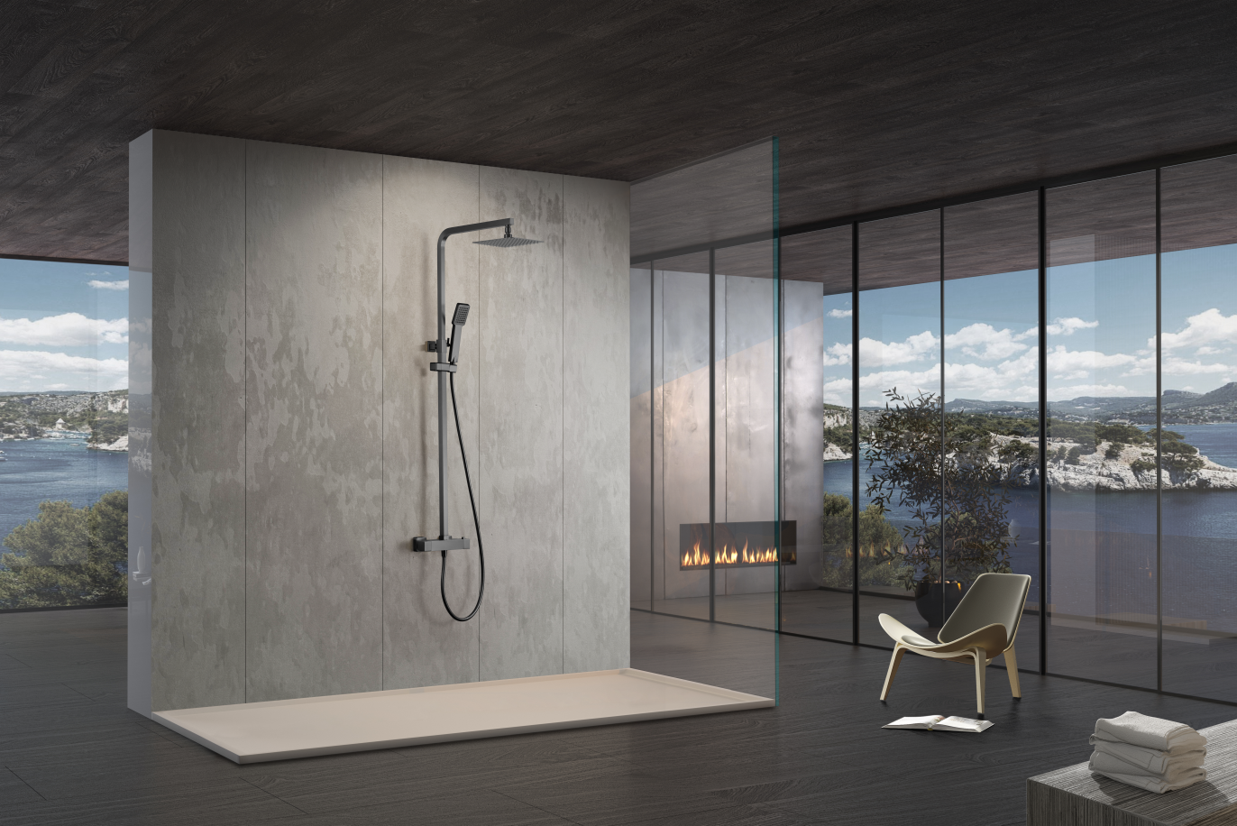 Душевая система термостатическая с верхним душем и лейкой imex vigo btv013/bgm black gun metal pvd