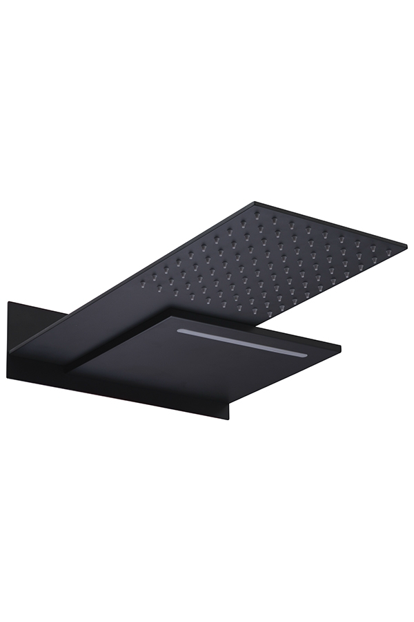 Верхний душ настенный 2 режима тропический ливень/каскад 33х49 imex square shower rps490/ng matt black