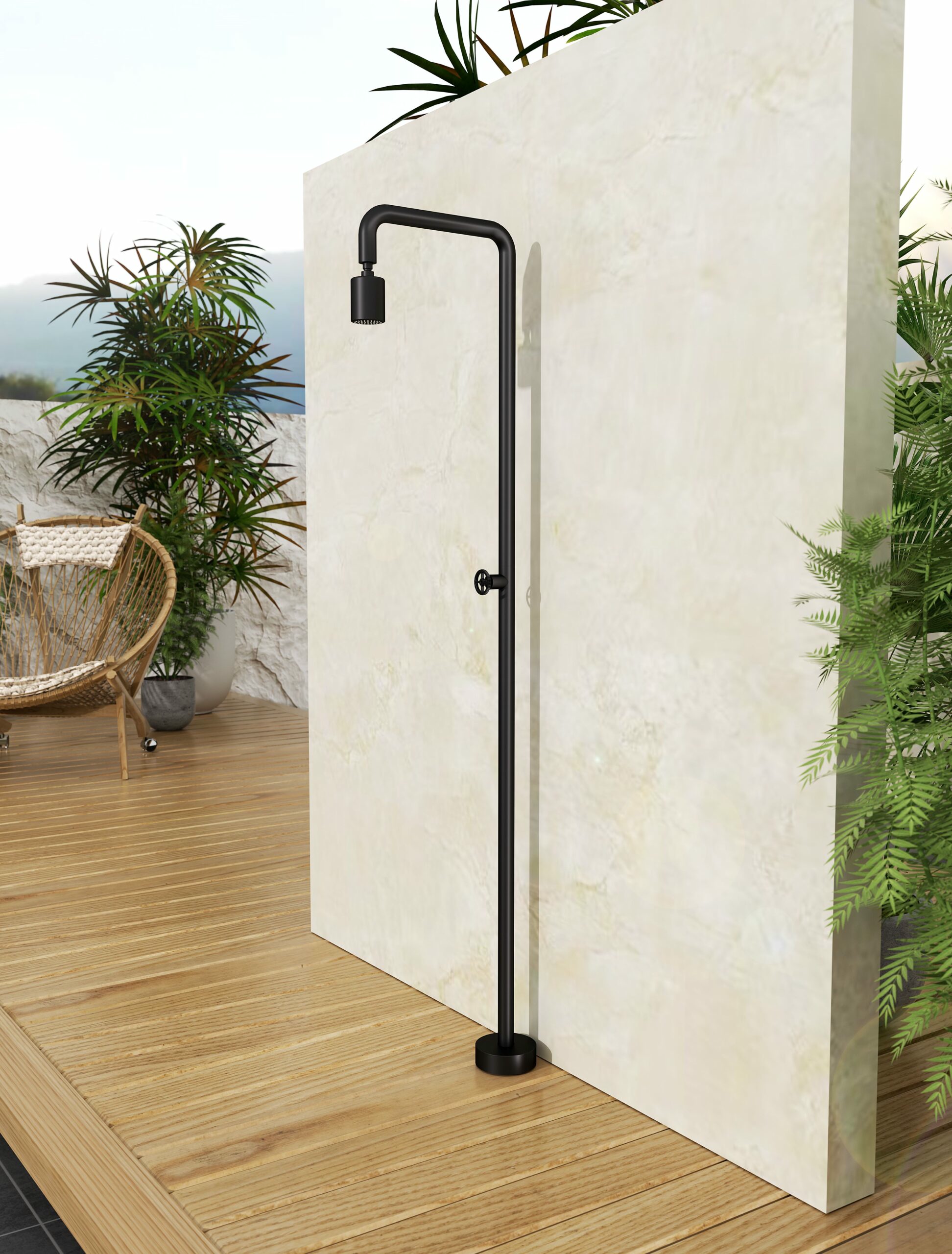 Душевая колонна напольная с краном без смешивания poolimex pool gpp001/ang matt black