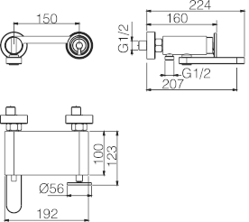 Смеситель для ванны настенный с душевым набором imex olimpo bdc033-4orc brushed rose gold pvd