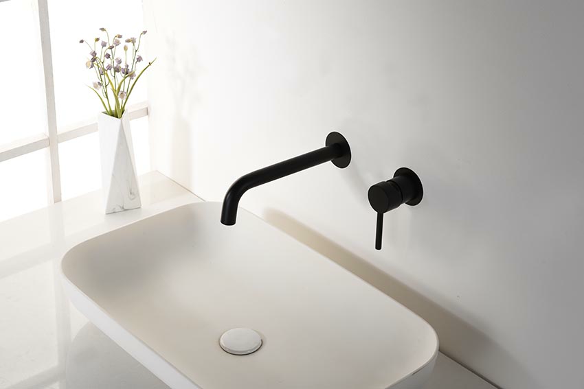 Смеситель для раковины настенный скрытая часть в комплекте imex etna glt023/ng matt black