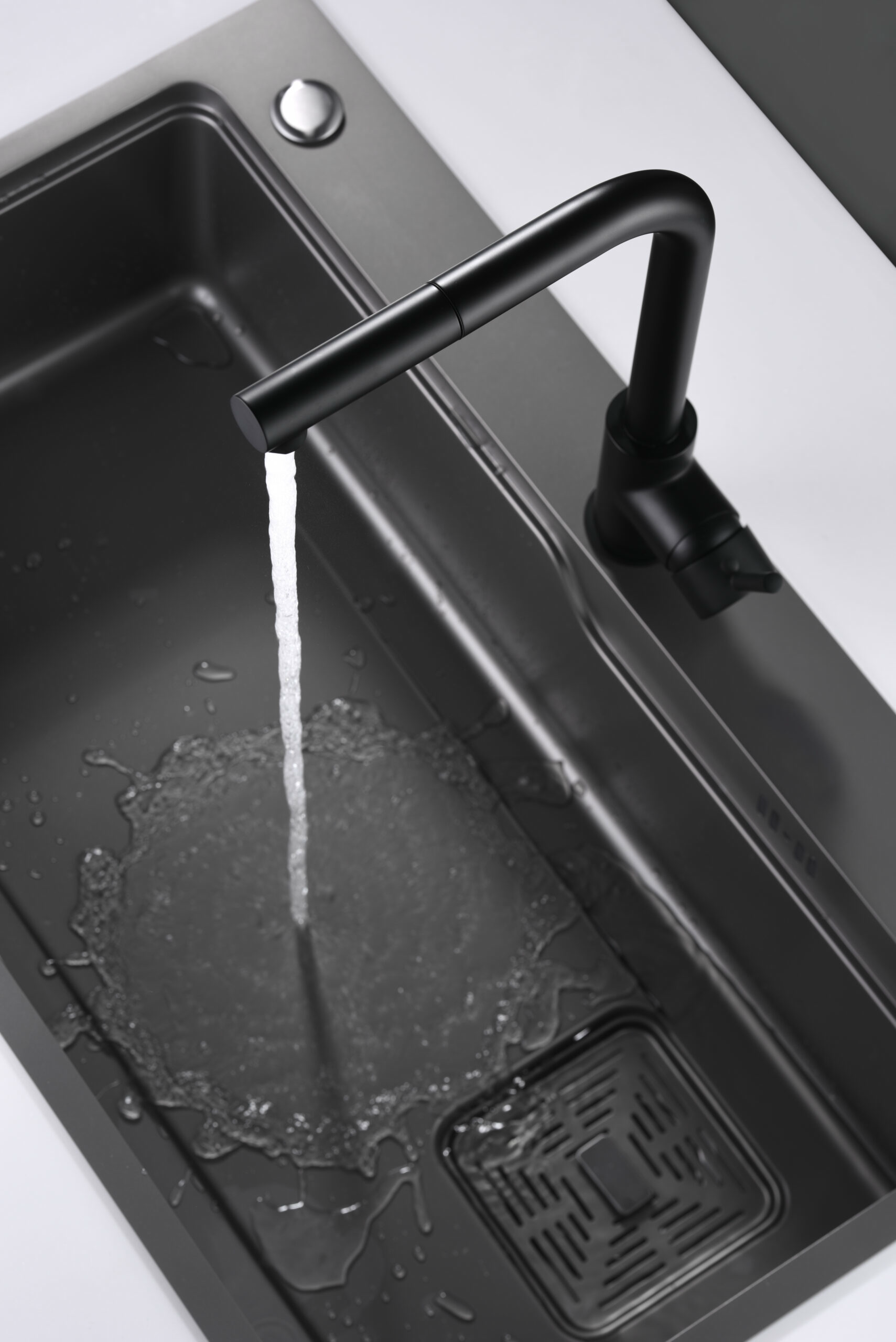 Смеситель для кухни с вытяжной лейкой на 1 режим imex malta gce006/ng matt black