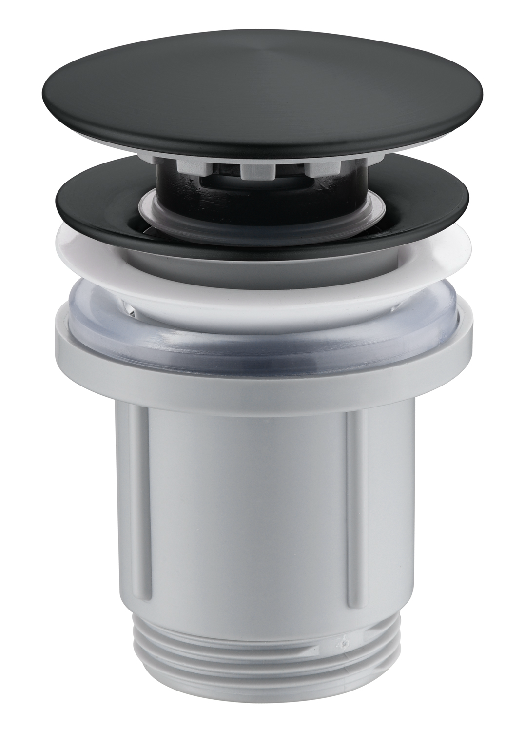 Донный клапан клик-клак ø1¼" для раковин с переливом или без pvc imex vcc019 matt black