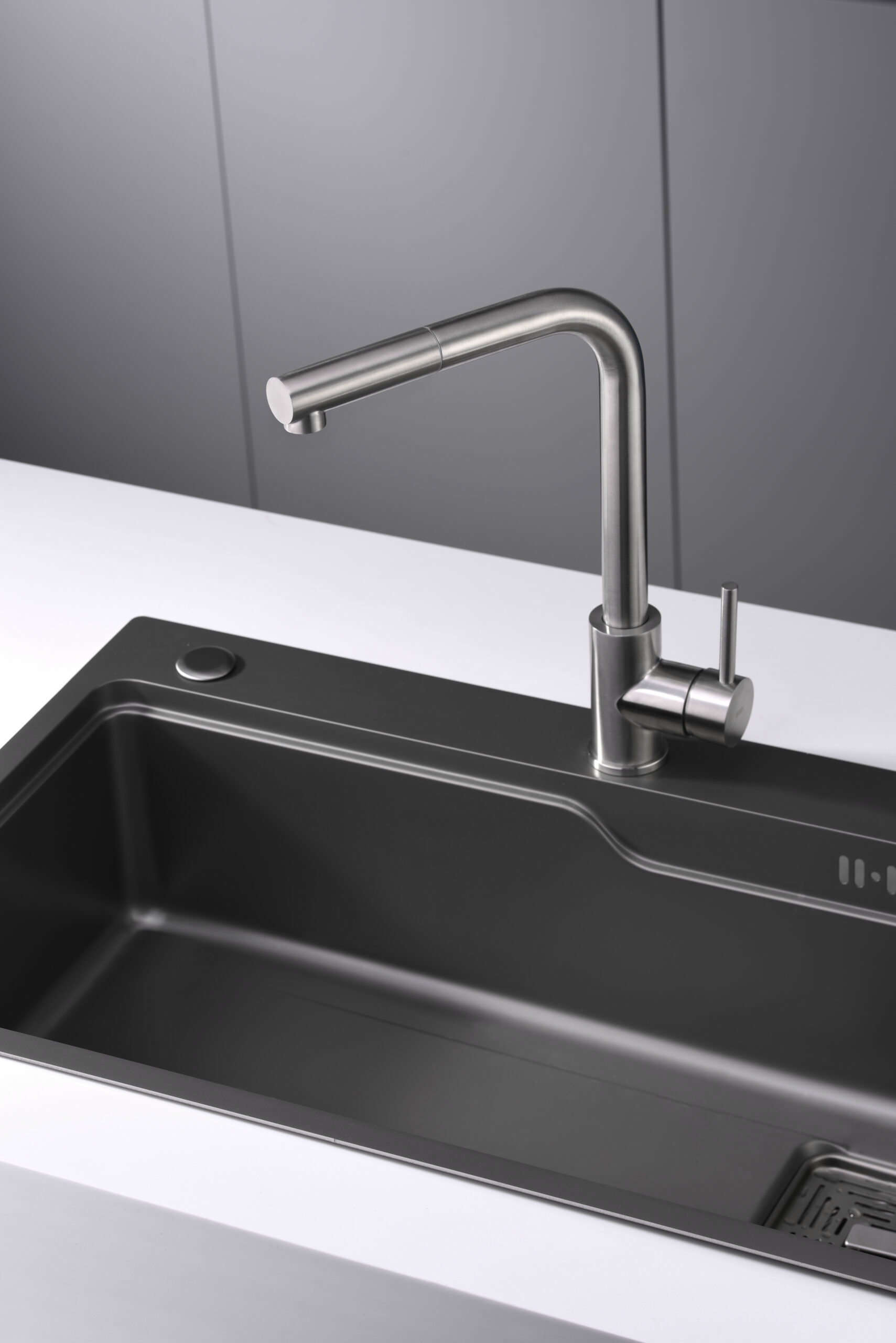 Смеситель для кухни с вытяжной лейкой на 1 режим imex malta gce006/ac stainless steel