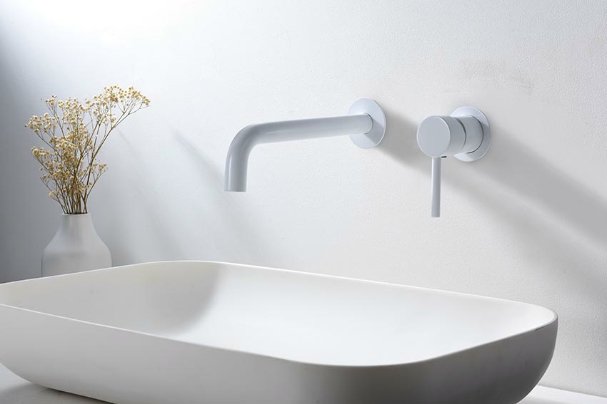 Смеситель для раковины настенный скрытая часть в комплекте imex etna glt023/bl matt white