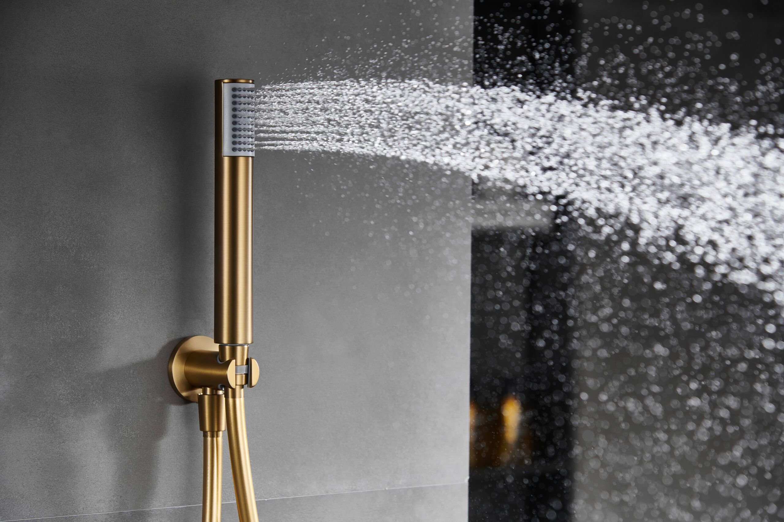 Смеситель для душа скрытого монтажа готовый комплект верхний душ ø25cм imex monza gpm039/oc brushed gold pvd