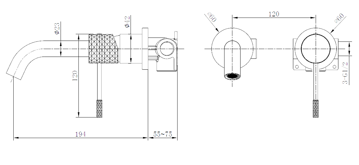Смеситель для раковины настенный скрытая часть в комплекте imex genova glg053/bgm black gun metal pvd