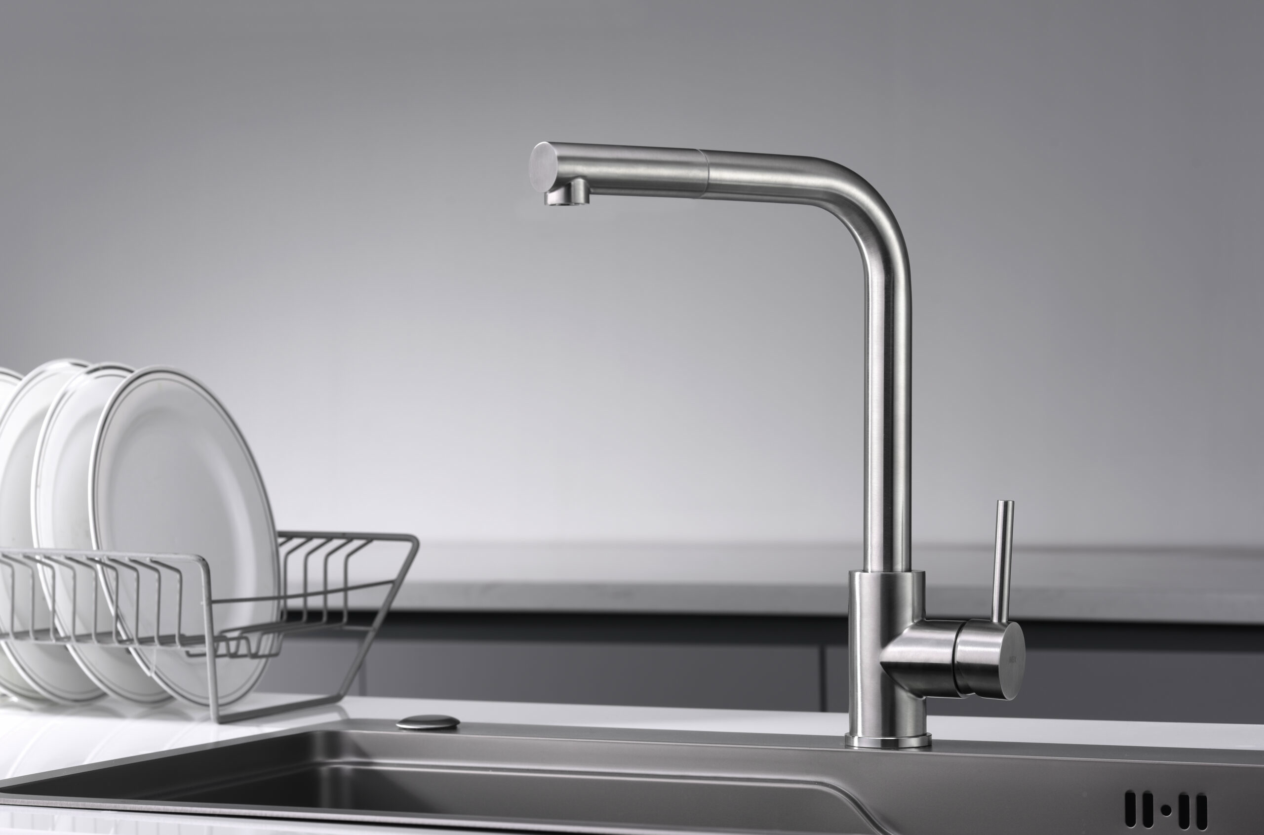 Смеситель для кухни с вытяжной лейкой на 1 режим imex malta gce006/ac stainless steel