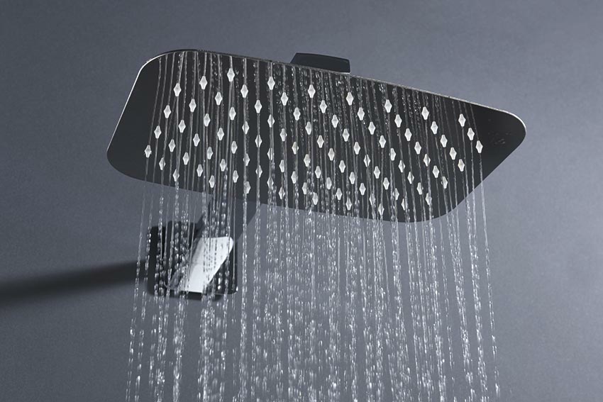 Смеситель для душа термостатический скрытого монтажа готовый комплект верхний душ 20x30см imex hidra gph035 chrome