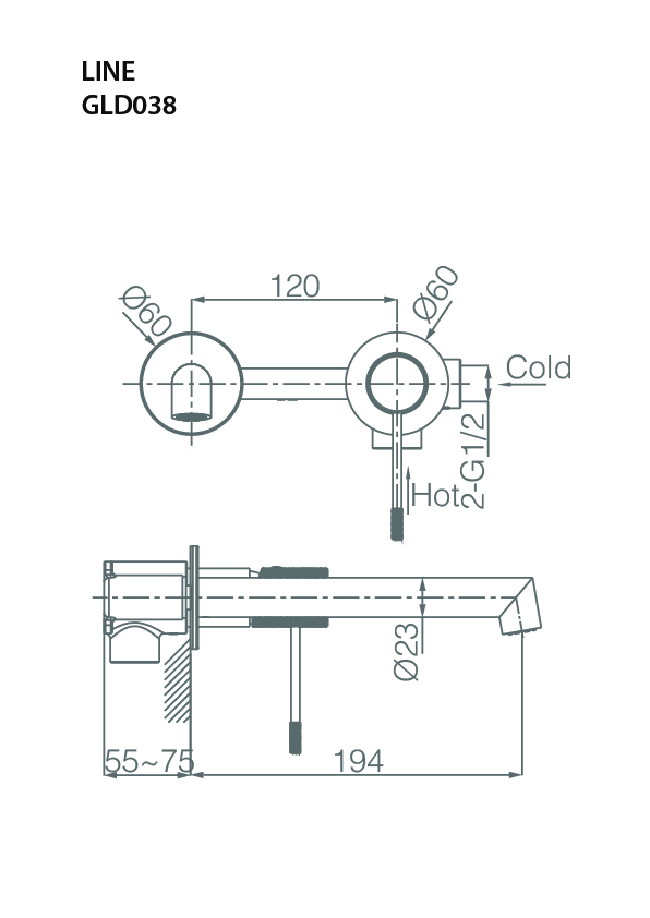 Смеситель для раковины настенный скрытая часть в комплекте imex line gld038/oc brushed gold pvd