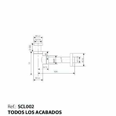 Сифон для раковины нерж. cталь/zamak imex scl002/grm matt grey
