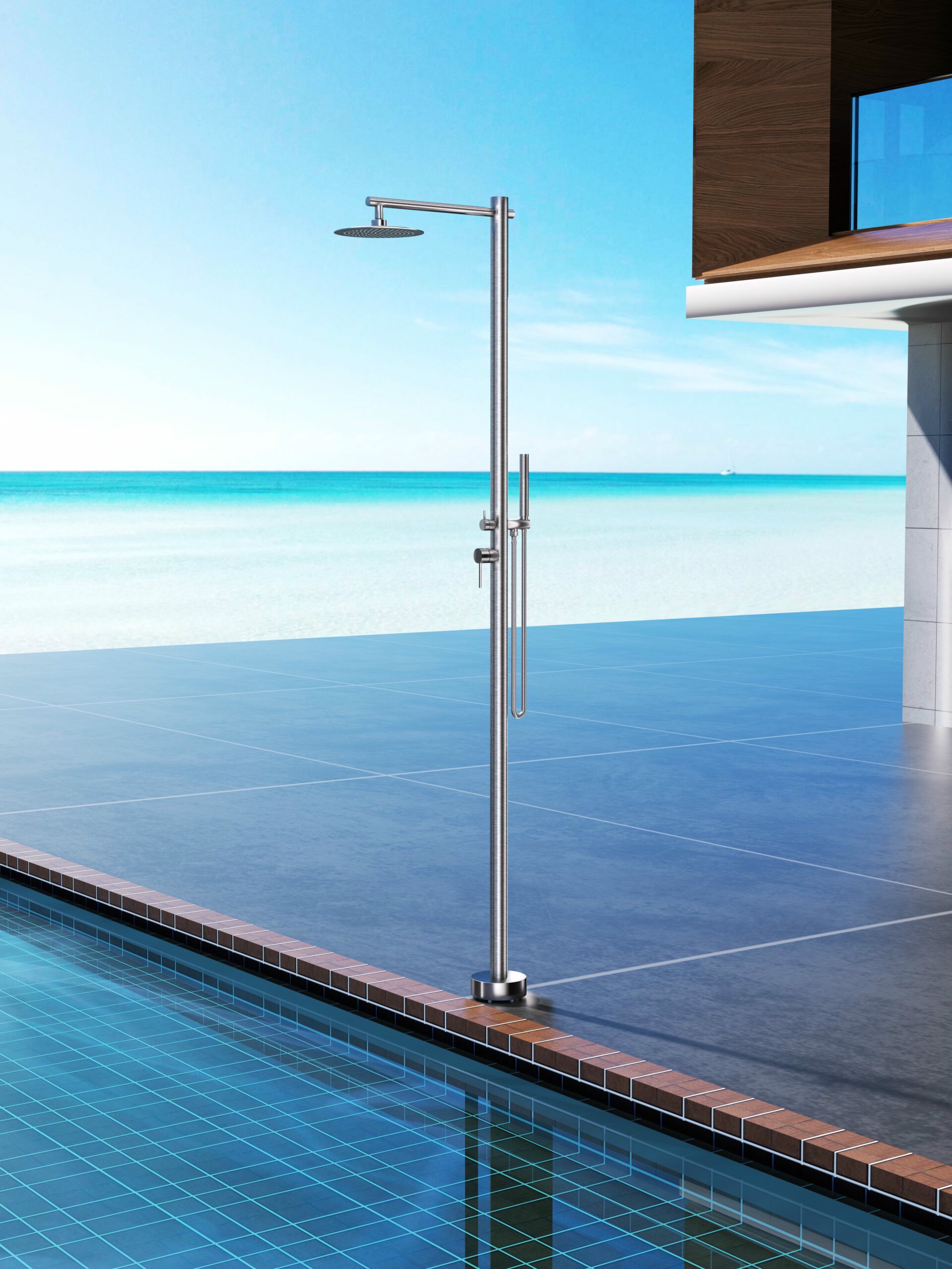 Душевая колонна напольная со смесителем и душевым набором poolimex kansas gpk012/ac stainless steel