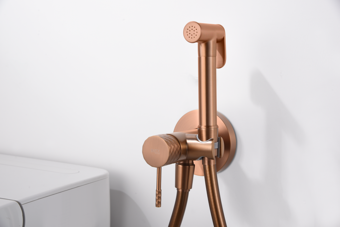 Гигиенический душ со смесителем и скрытой частью imex genova rdg053/orc brushed rose gold pvd