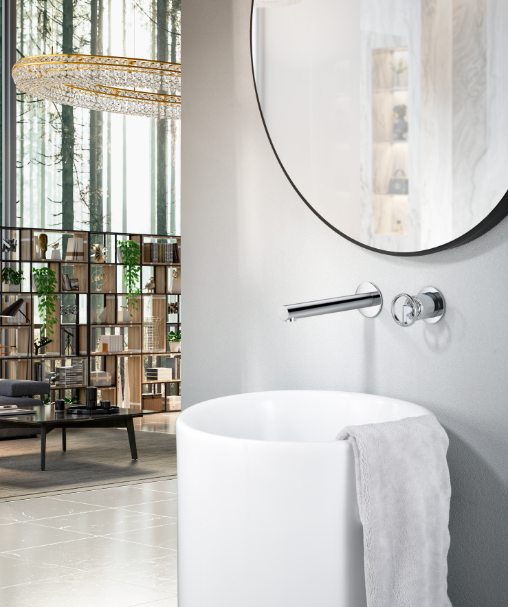 Смеситель для раковины настенный скрытая часть в комплекте imex olimpo glc033 chrome