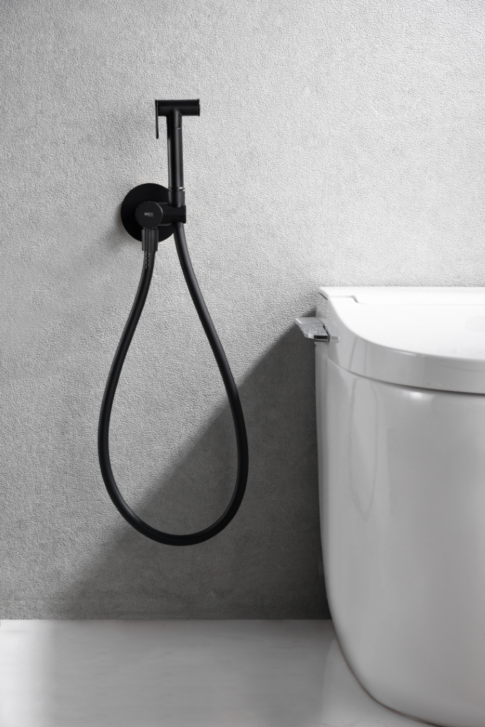 Гигиенический душ со смесителем и скрытой частью imex genova rdg053/ng black gun metal pvd