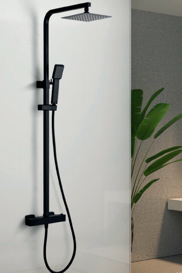 Душевая система термостатическая с верхним душем и лейкой imex vigo btv013/ng matt black