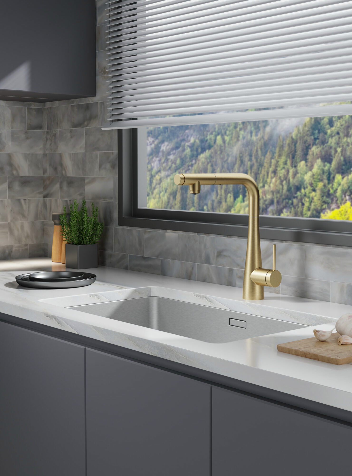 Смеситель для кухни с подключением к фильтру imex split gos005/oc brushed gold pvd