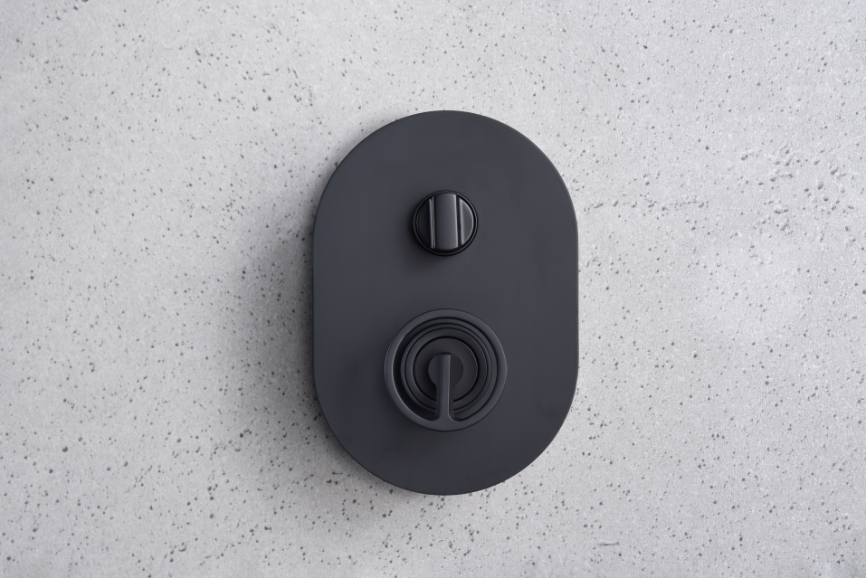 Смеситель для душа скрытого монтажа готовый комплект верхний душ ø25cм imex olimpo gpc033/ng matt black