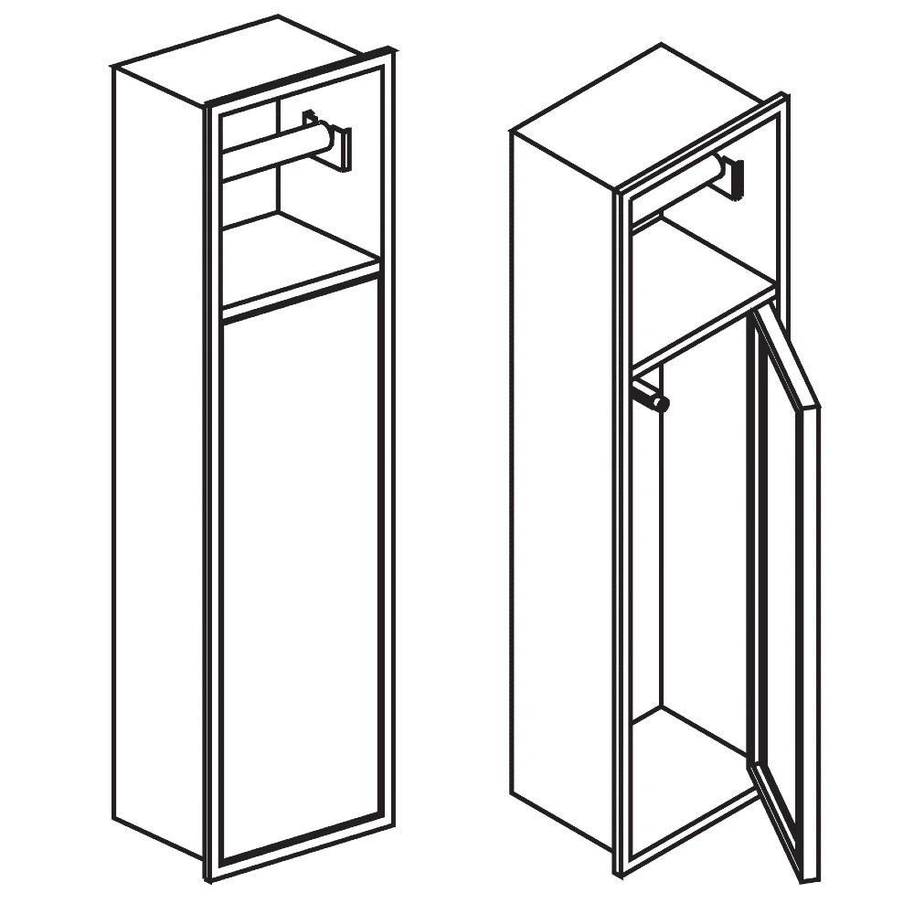 Ящик для ниши из нерж. стали с держателем для туалетной бумаги и ершиком