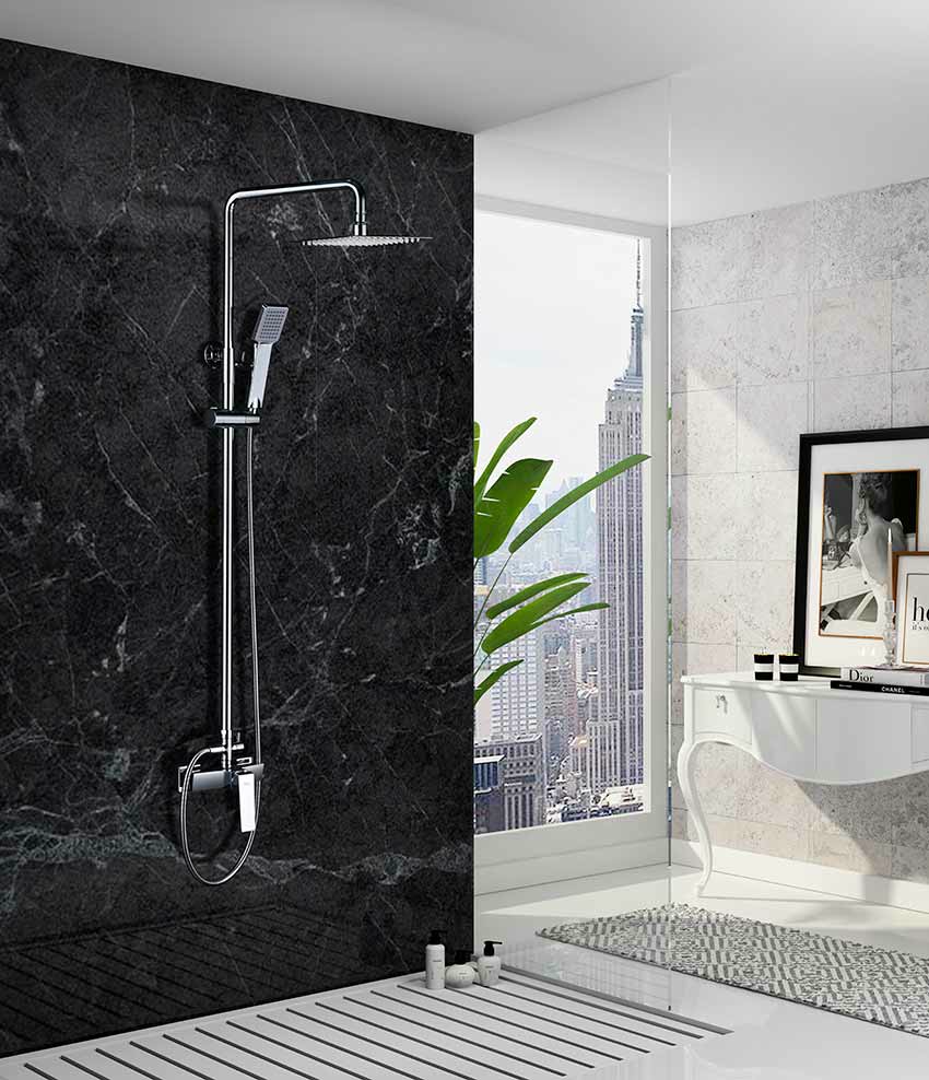 Душевая система настенная с верхним душем и лейкой imex art bdar025 chrome