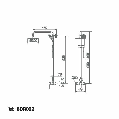 Душевая система настенная с верхним душем и лейкой imex roma bdr001/ng matt black