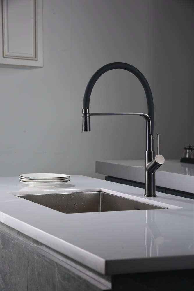 Смеситель для кухни с гибким изливом imex sena gce022/bgm black gun metal pvd
