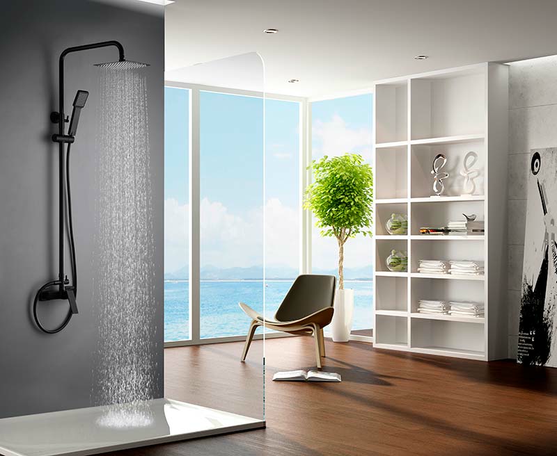 Душевая система настенная с верхним душем и лейкой imex art bdar025/ng matt black