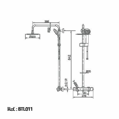 Смеситель для душа термостатический настенный с душевым набором imex londres btl011 chrome