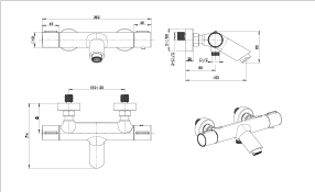 Смеситель для ванны термостатический настенный с душевым набором imex kent btk017-4eco/ng matt black