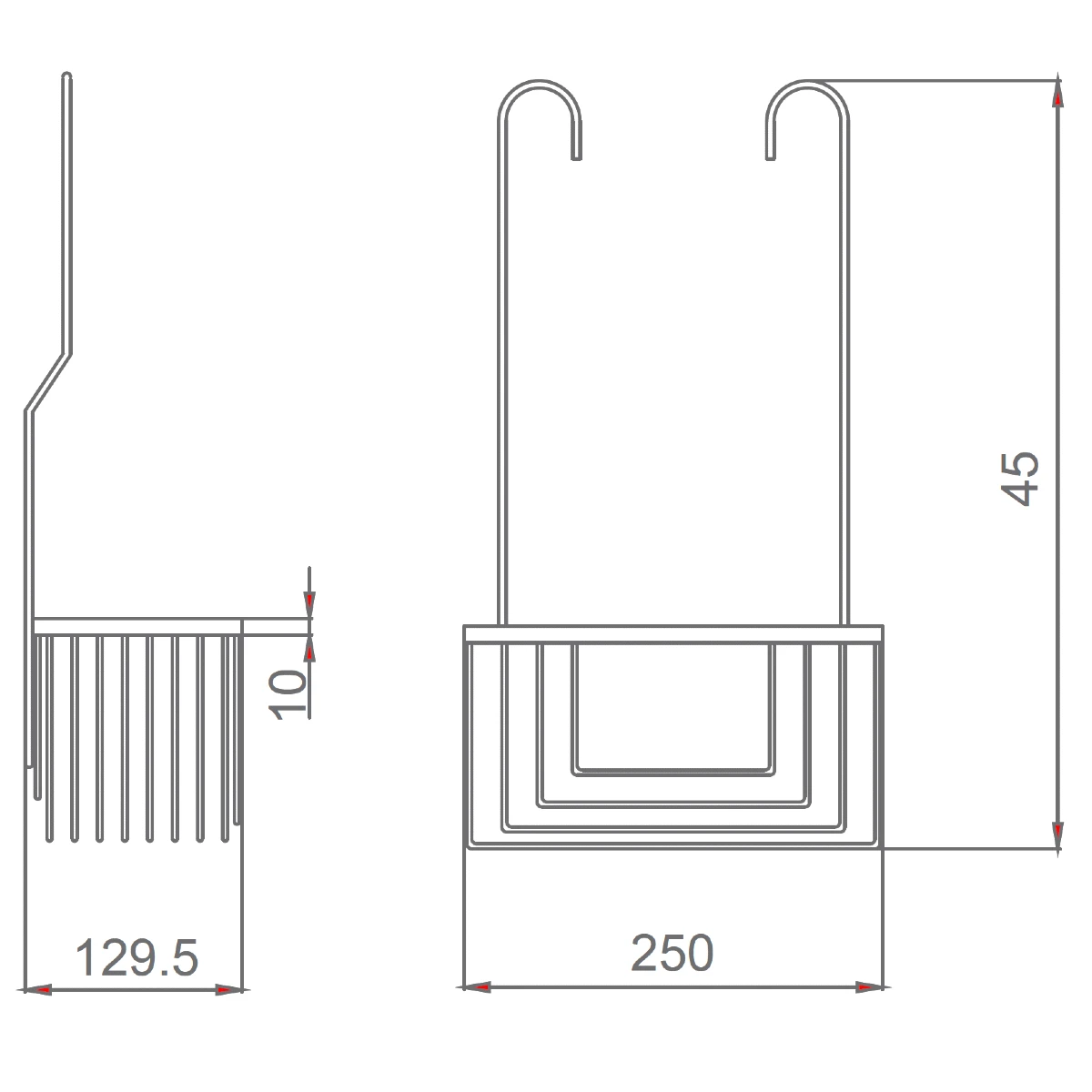 Корзина настенная 25см из нерж.стали с креплением за выходы смесителя из стены medimex adg003/oc brushed gold pvd