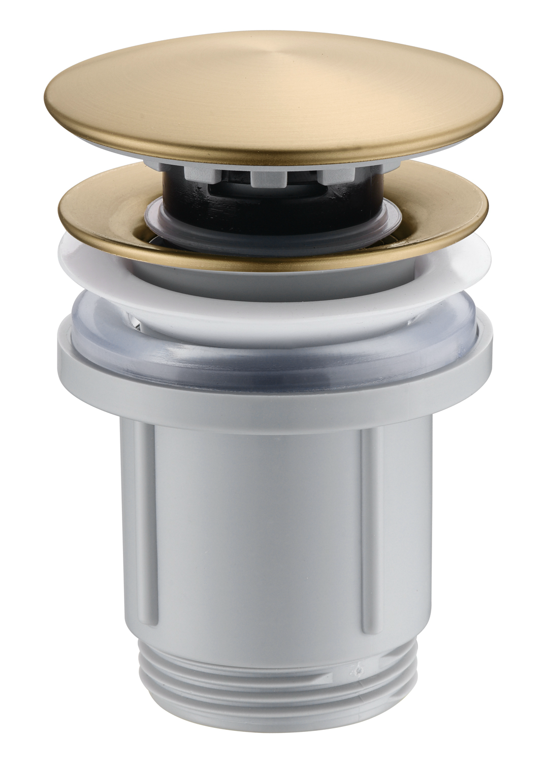 Донный клапан клик-клак ø1¼" для раковин с переливом или без imex vcc020 brushed gold pvd