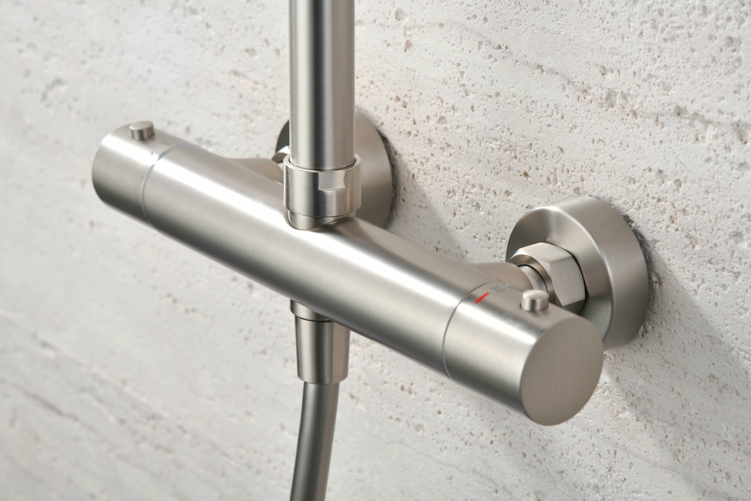 Душевая система термостатическая с верхним душем и лейкой imex monza btm039/nq brushed nickel