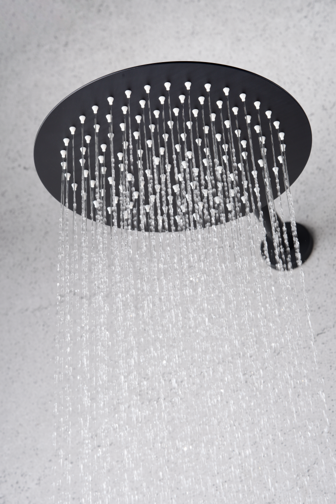 Смеситель для душа скрытого монтажа готовый комплект верхний душ ø25cм imex olimpo gpc033/ng matt black