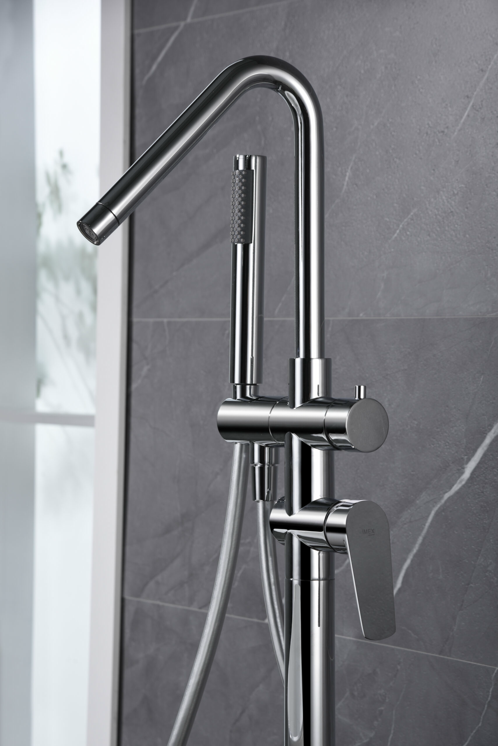 Смеситель для ванны напольный с внутренней частью imex belgica bbez044 chrome