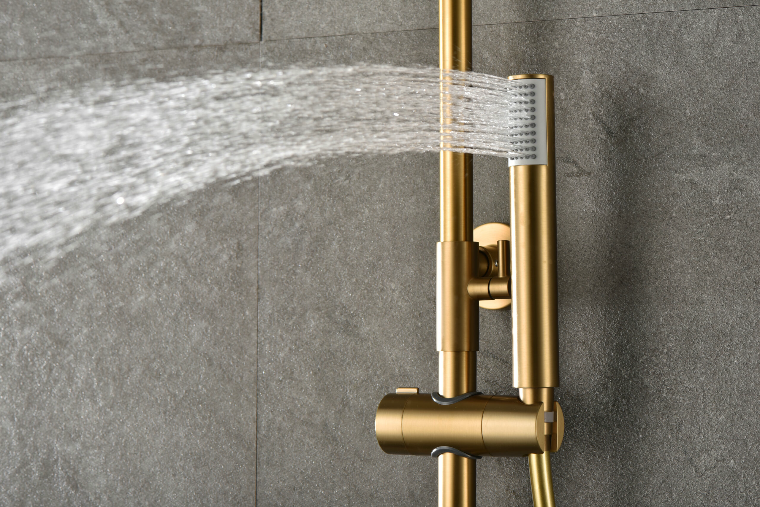 Душевая система термостатическая с верхним душем и лейкой imex monza btm039/oc brushed gold pvd