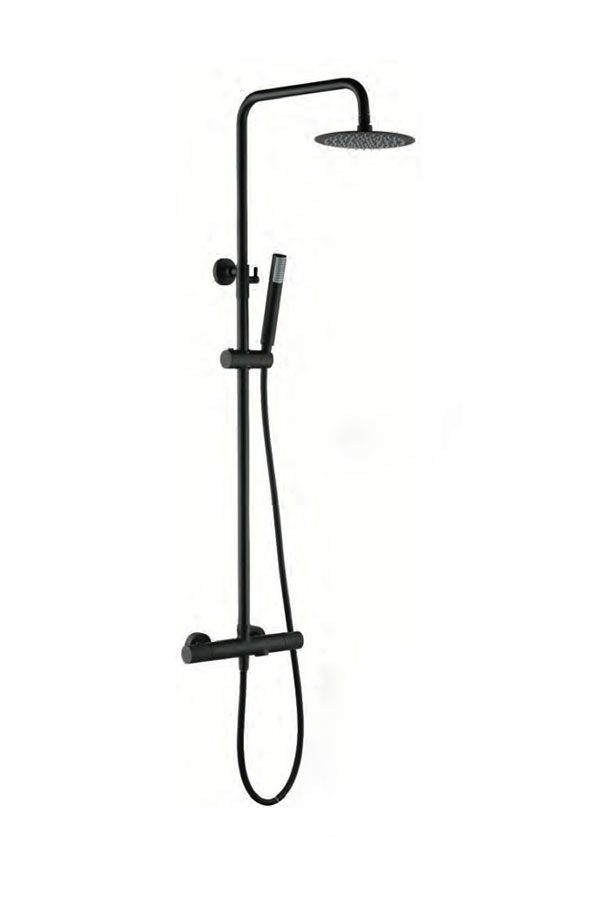 Душевая система термостатическая настенная для ванны/душа с изливом верхним душем и лейкой imex line btd038-b/ng matt black