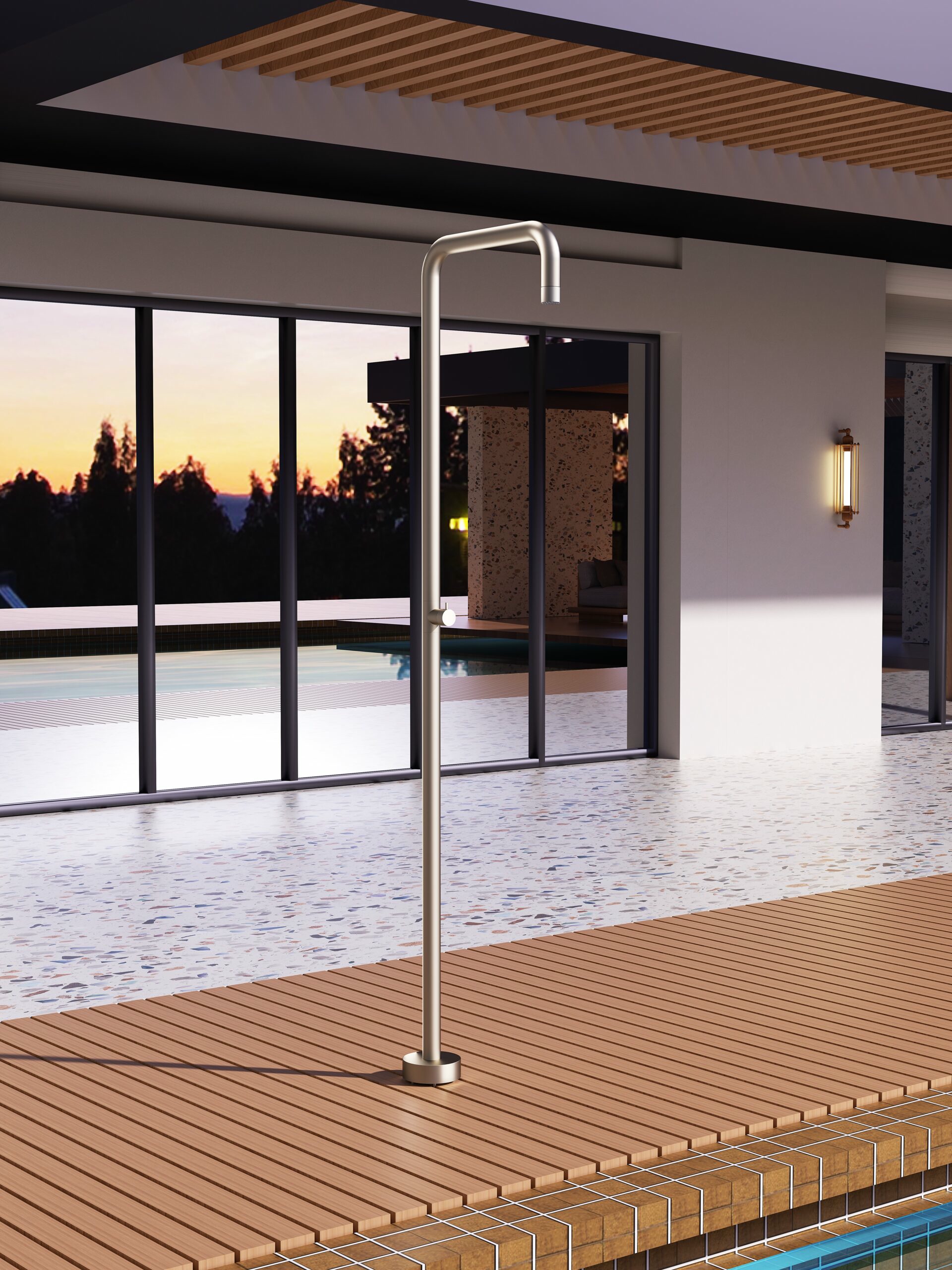 Душевая колонна напольная с краном без смешивания poolimex utah gpu010/amk moka