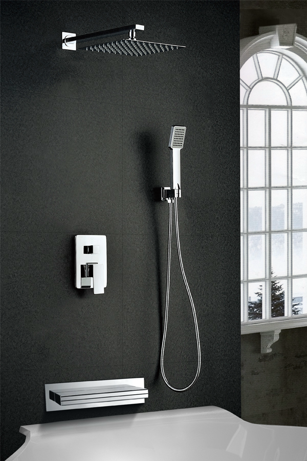 Смеситель для ванны/душа скрытого монтажа готовый комплект верхний душ 25х25см imex java gpv017 chrome