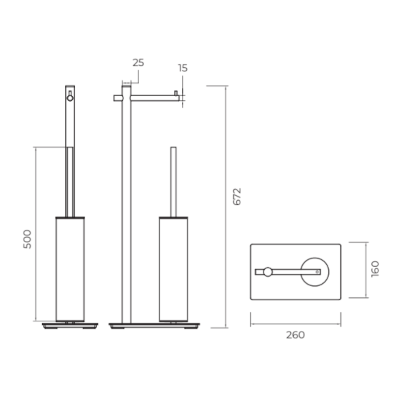 Держатель для туалетной бумаги и ершика напольный medimex practic cap003-07/ac stainless steel