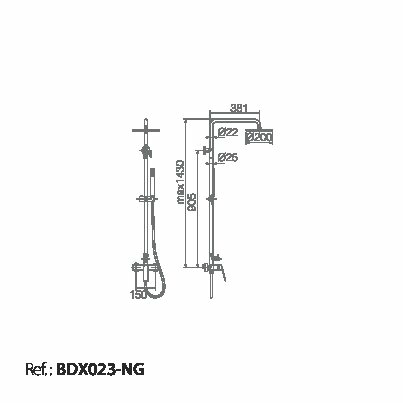 Душевая система настенная с верхним душем и лейкой imex luxor bdx023/ng matt black