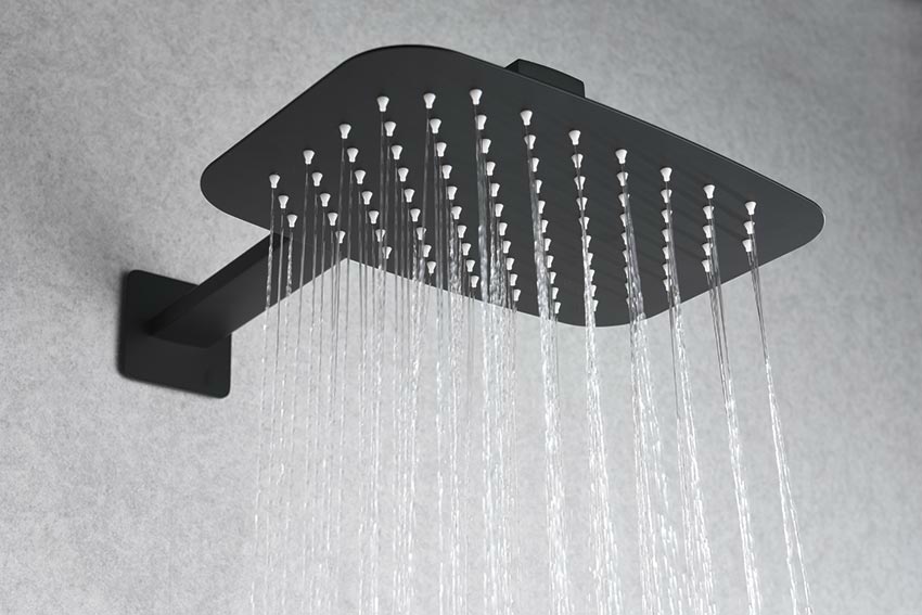 Смеситель для душа термостатический скрытого монтажа готовый комплект верхний душ 20x30см imex hidra gph035/ng matt black