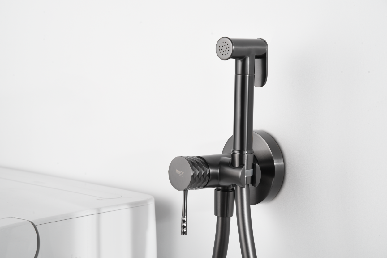 Гигиенический душ со смесителем и скрытой частью imex genova rdg053/bgm black gun metal pvd