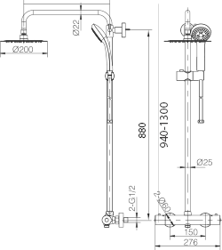 Смеситель для душа термостатический настенный с душевым набором imex kent btk017-eco chrome