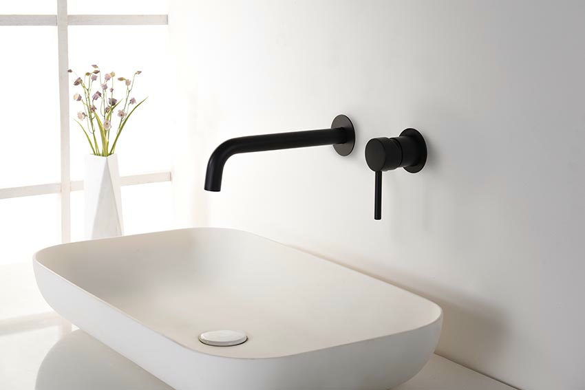 Смеситель для раковины настенный скрытая часть в комплекте imex etna glt023/ng matt black