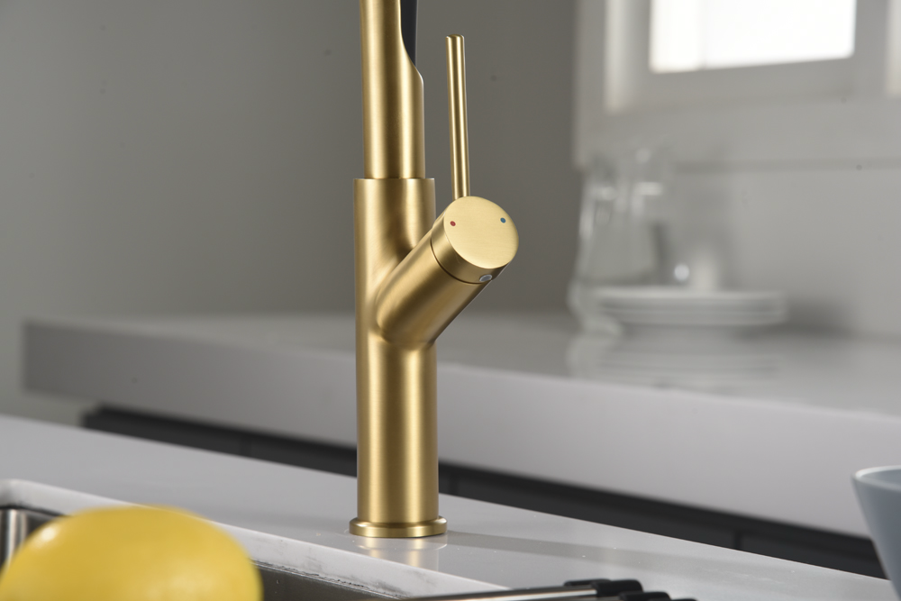 Смеситель для кухни с гибким изливом imex sena gce022/oc brushed gold pvd